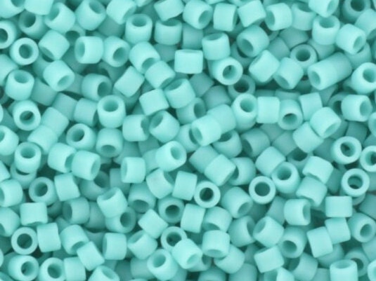 Miyuki Delica beads opaque matte sea opal, 5g 11/0 DB1586, cylindrical beads, matte turquoise green Miyuki beads, color DB 1586