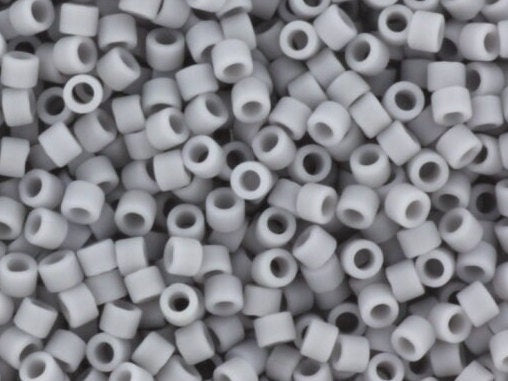 Miyuki Delica beads opaque matte ghost gray, 5g 11/0 DB1589, cylindrical beads, matte light gray Miyuki beads, color DB 1589