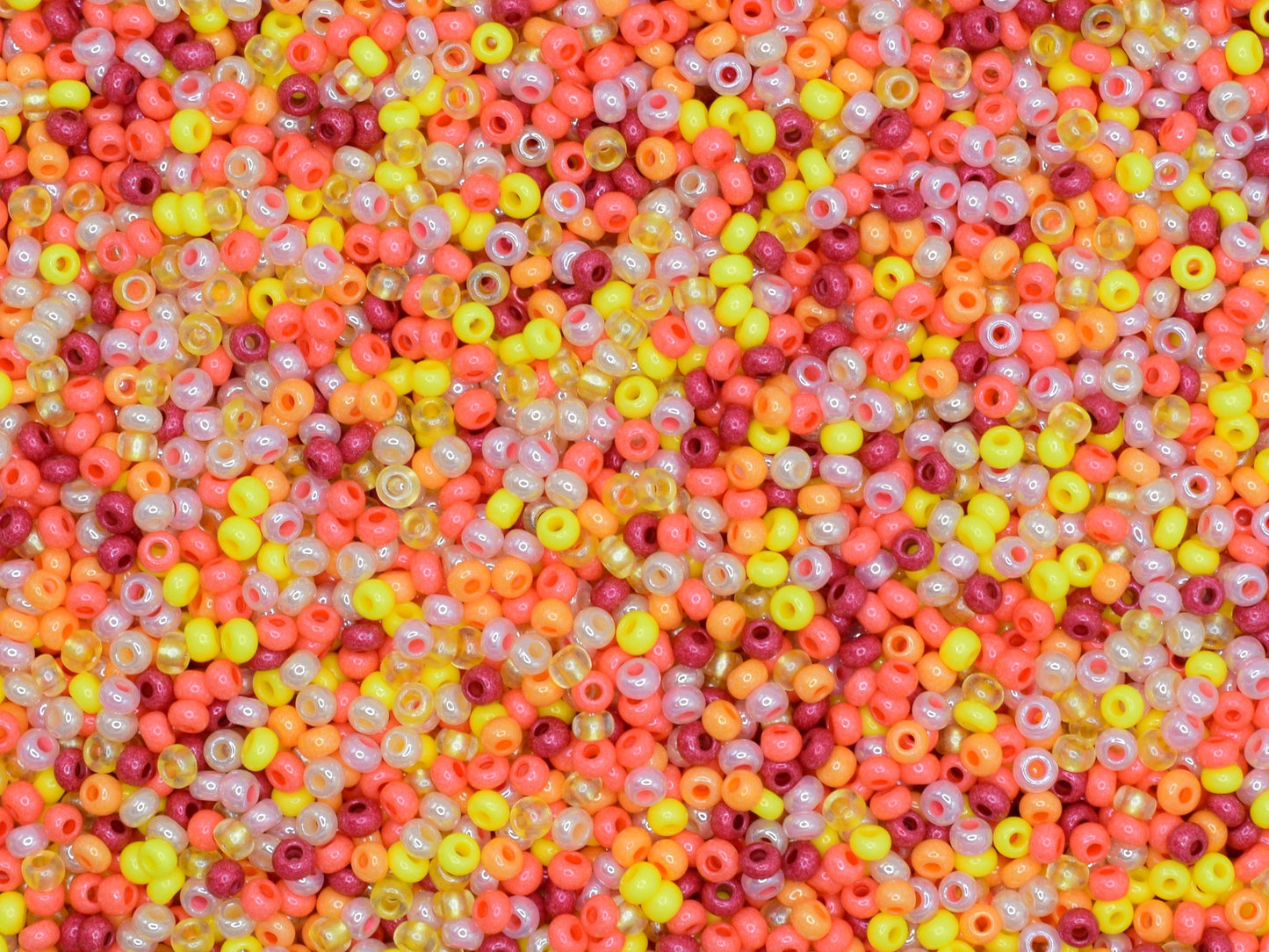 Preciosa Ornela red, orange and yellow bead mix 20g, size 10/0 seed beads, Czech glass beads, bead soup, red, orange, yellow and pink