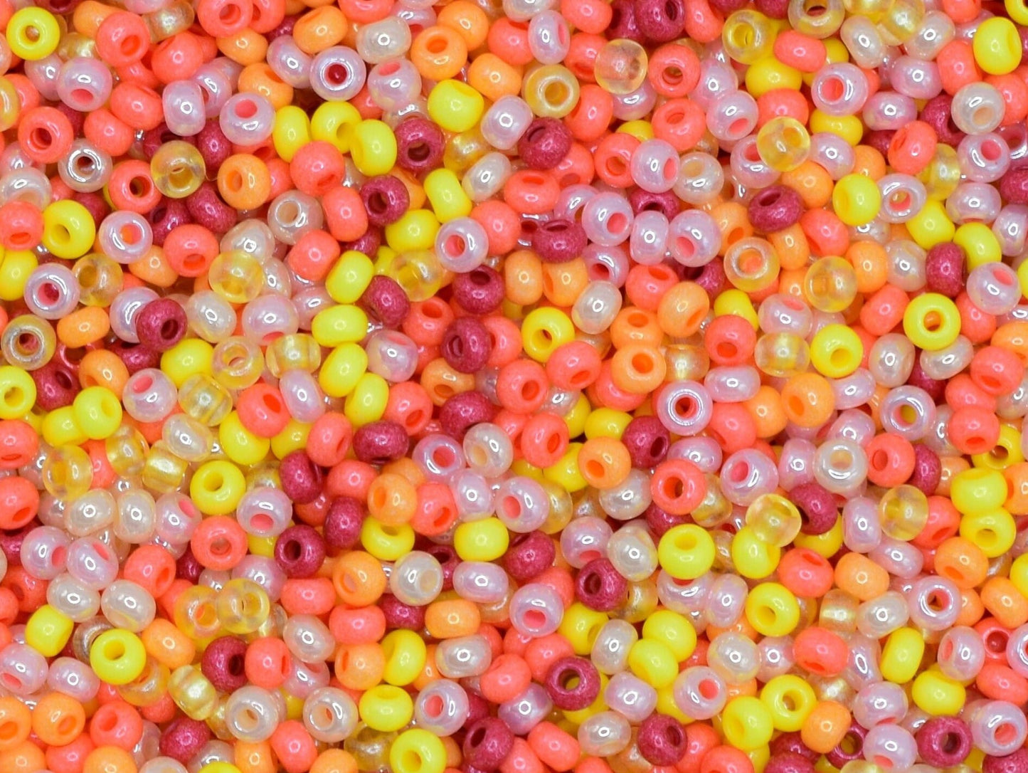 Preciosa Ornela red, orange and yellow bead mix 20g, size 10/0 seed beads, Czech glass beads, bead soup, red, orange, yellow and pink