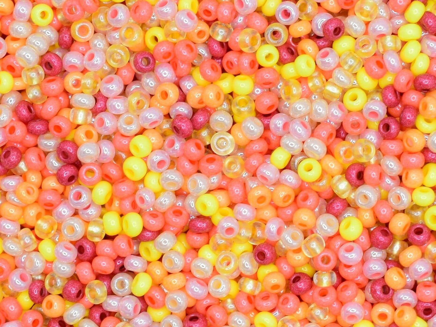 Preciosa Ornela red, orange and yellow bead mix 20g, size 10/0 seed beads, Czech glass beads, bead soup, red, orange, yellow and pink