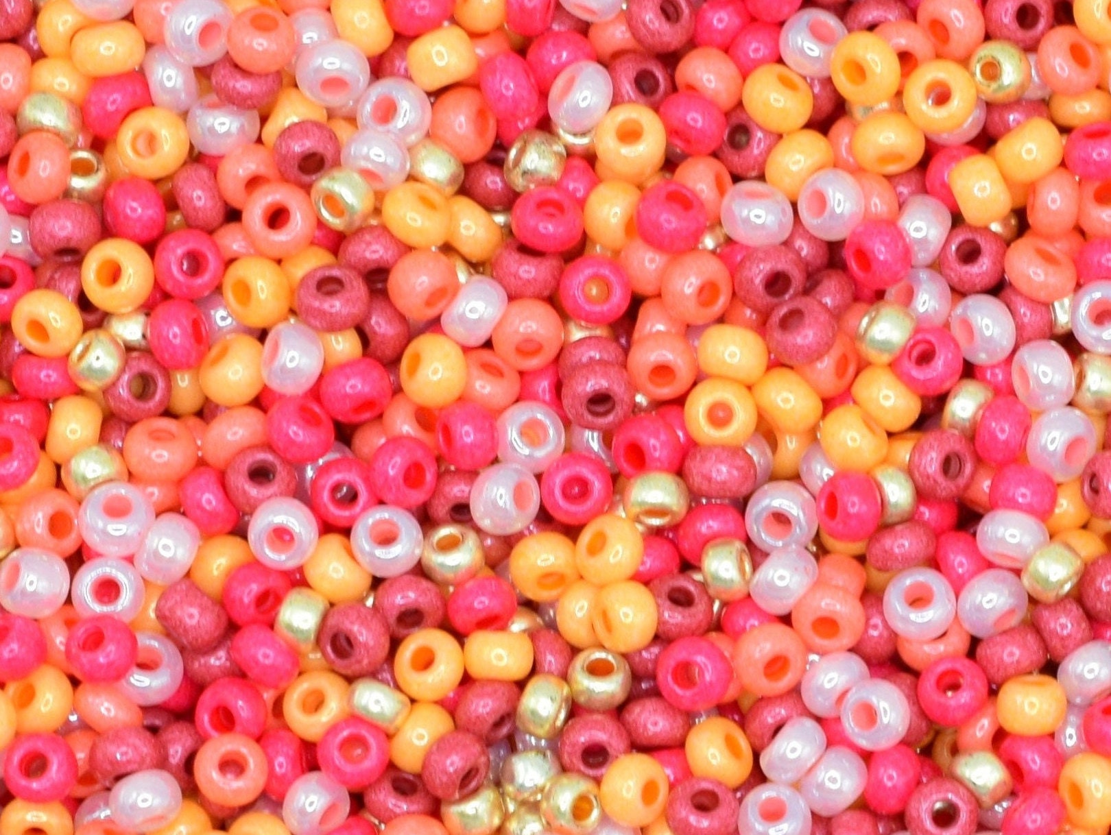 Preciosa Ornela red and orange bead mix 20g, size 10/0 colorful seed beads, Czech glass beads, bead soup, opaque beads, red orange and gold