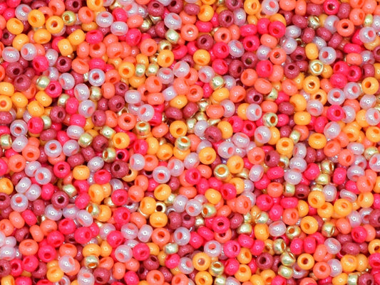 Preciosa Ornela red and orange bead mix 20g, size 10/0 colorful seed beads, Czech glass beads, bead soup, opaque beads, red orange and gold