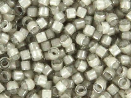 Miyuki Delica beads fancy lined moonstone, 5g 11/0 DB2391, cylindrical beads, transparent gray Miyuki DB 2391, color lined transparent