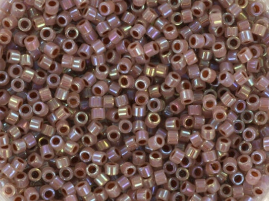 Miyuki Delica beads cocoa lined ab opal, 5g 11/0 DB1749, cylindrical beads, opaque luster brown Miyuki DB 1749