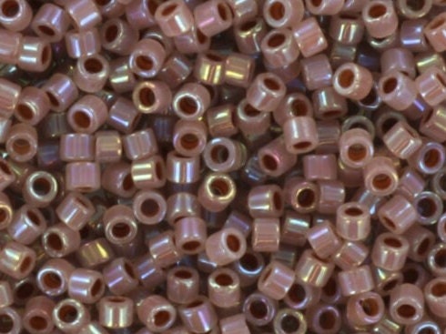 Miyuki Delica beads cocoa lined ab opal, 5g 11/0 DB1749, cylindrical beads, opaque luster brown Miyuki DB 1749