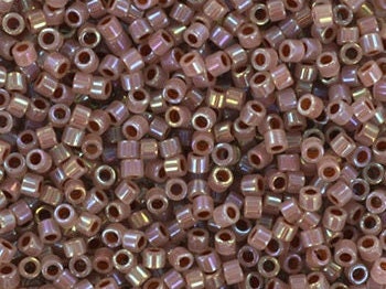 Miyuki Delica beads cocoa lined ab opal, 5g 11/0 DB1749, cylindrical beads, opaque luster brown Miyuki DB 1749