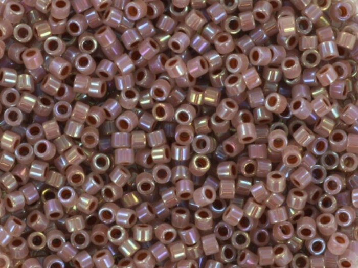 Miyuki Delica beads cocoa lined ab opal, 5g 11/0 DB1749, cylindrical beads, opaque luster brown Miyuki DB 1749