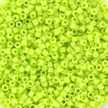 Miyuki Delica beads opaque chartreuse green, 5g 11/0 DB733, cylindrical beads, opaque green Miyuki, color DB 733, Delica light green