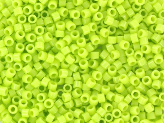 Miyuki Delica beads opaque chartreuse green, 5g 11/0 DB733, cylindrical beads, opaque green Miyuki, color DB 733, Delica light green