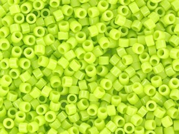 Miyuki Delica beads opaque chartreuse green, 5g 11/0 DB733, cylindrical beads, opaque green Miyuki, color DB 733, Delica light green