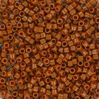 Miyuki Delica beads duracoat opaque dyed sienna color DB2109, 5g size 11/0, Miyuki color DB-2109 light brown, cylindrical beads