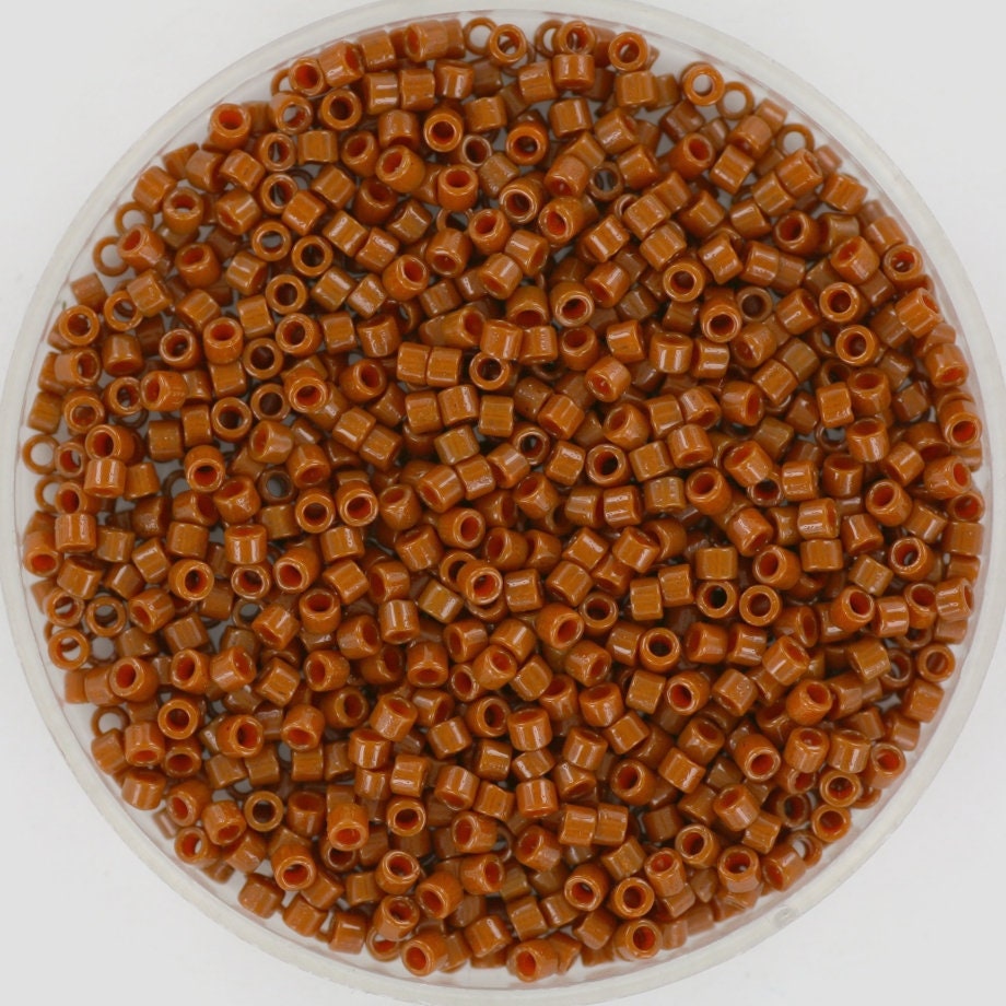 Miyuki Delica beads duracoat opaque dyed sienna color DB2109, 5g size 11/0, Miyuki color DB-2109 light brown, cylindrical beads