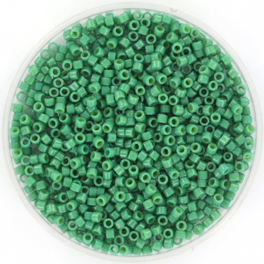 Miyuki Delica beads duracoat opaque dyed spruce green, 5g 11/0 color DB 2127, cylindrical beads, Miyuki opaque dark green DB2127