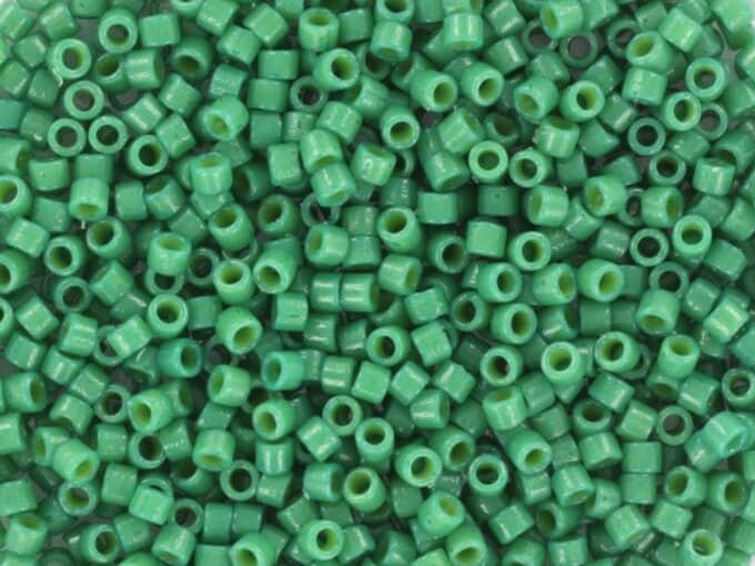 Miyuki Delica beads duracoat opaque dyed spruce green, 5g 11/0 color DB 2127, cylindrical beads, Miyuki opaque dark green DB2127