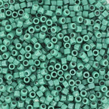 Miyuki Delica beads duracoat opaque dyed eucalyptus, 5g 11/0 color DB 2131, cylindrical beads, Miyuki opaque teal DB2131, Delicas blue