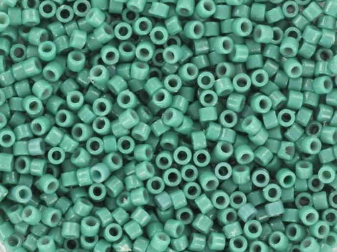 Miyuki Delica beads duracoat opaque dyed eucalyptus, 5g 11/0 color DB 2131, cylindrical beads, Miyuki opaque teal DB2131, Delicas blue