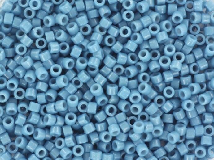 Miyuki Delica beads duracoat opaque dyed bayberry blue, 5g 11/0 color DB 2132, cylindrical beads, Miyuki opaque blue DB2132, Delicas blue