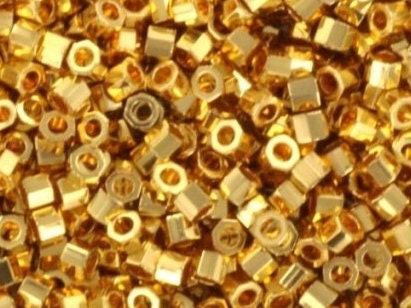 Miyuki Cut Delica beads 24kt gold plated, 5g 11/0 Color DBC 31, hex cut delica beads, hexagonal beads, six-sided beads