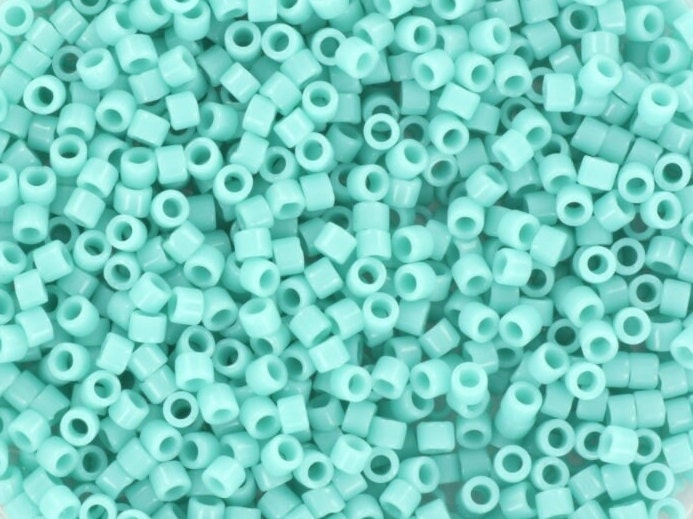 Miyuki Delica beads opaque sea opal, 5g 11/0 color DB1136, cylindrical beads, Miyuki Delica opaque green, turquoise green, color DB 1136