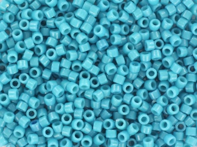 Miyuki Delica beads duracoat opaque dyed azure, 5g 11/0 color DB 2133, cylindrical beads, Miyuki opaque teal DB2133, Miyuki Delica Blue