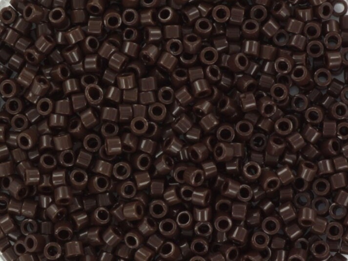 Miyuki Delica beads opaque chocolate, 5g 11/0 DB734, cylindrical beads, Miyuki opaque brown, color DB 734 dark brown