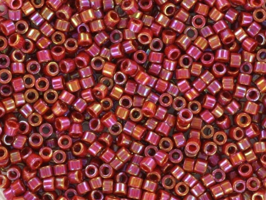 Miyuki Delica beads opaque glazed dark red, 5g 11/0 DB2275, cylindrical beads, Miyuki Delica luster red, color DB 2275