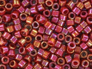 Miyuki Delica beads opaque glazed dark red, 5g 11/0 DB2275, cylindrical beads, Miyuki Delica luster red, color DB 2275