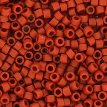 Miyuki Delica beads opaque glazed frosted red, 5g 11/0 DB2288, cylindrical beads, Miyuki Delica matte luster red, color DB 2288