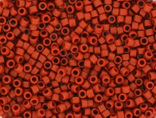 Miyuki Delica beads opaque glazed frosted red, 5g 11/0 DB2288, cylindrical beads, Miyuki Delica matte luster red, color DB 2288