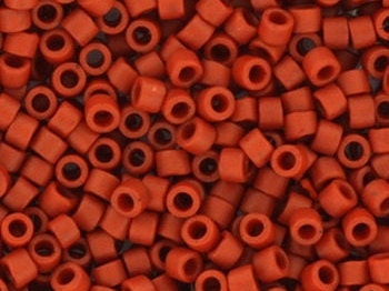 Miyuki Delica beads opaque glazed frosted red, 5g 11/0 DB2288, cylindrical beads, Miyuki Delica matte luster red, color DB 2288