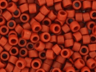 Miyuki Delica beads opaque glazed frosted red, 5g 11/0 DB2288, cylindrical beads, Miyuki Delica matte luster red, color DB 2288