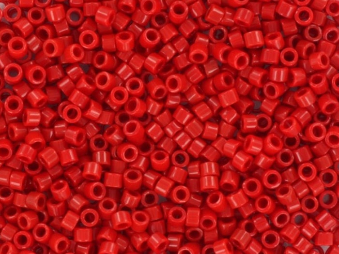 Miyuki Delica beads opaque red, 5g 11/0 DB723, cylindrical beads, Miyuki opaque red, color DB 723, DB 0723, DB0723