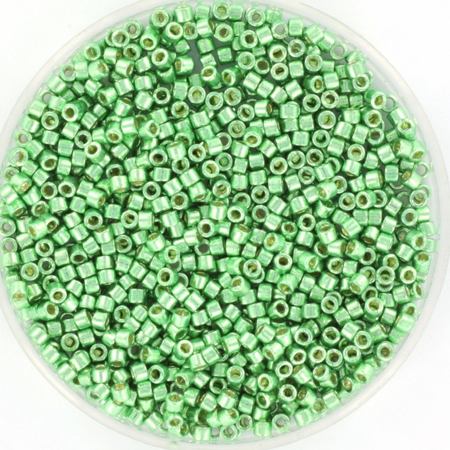 Miyuki Delica beads duracoat galvanized dark mint green, 5g 11/0 DB 1844, Miyuki Delica green, metallic green, japanese beads, Seed beads