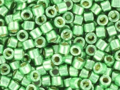 Miyuki Delica beads duracoat galvanized dark mint green, 5g 11/0 DB 1844, Miyuki Delica green, metallic green, japanese beads, Seed beads