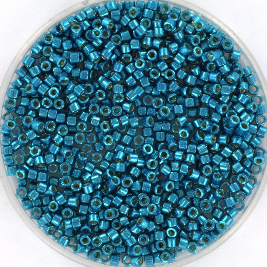 Miyuki Delica beads duracoat galvanized capri blue, 5g 11/0 DB 2513, Miyuki Delica teal blue, metallic blue, japanese beads, Seed beads