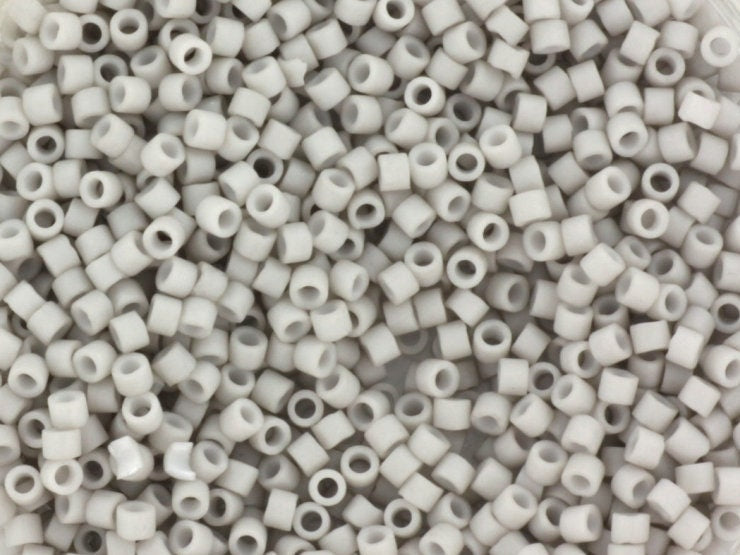 Miyuki Delica beads opaque matte light smoke gray, 5g 11/0 DB1518, cylindrical beads, matte gray Miyuki beads, color DB 1518