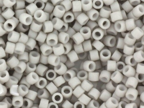 Miyuki Delica beads opaque matte light smoke gray, 5g 11/0 DB1518, cylindrical beads, matte gray Miyuki beads, color DB 1518