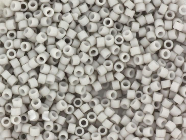 Miyuki Delica beads opaque matte light smoke gray, 5g 11/0 DB1518, cylindrical beads, matte gray Miyuki beads, color DB 1518