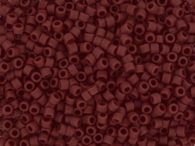 Miyuki Delica beads opaque matte currant, 5g 11/0 DB1584, cylindrical beads, matte brown Miyuki beads, color DB 1584, Miyuki matte dark red