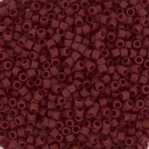 Miyuki Delica beads opaque matte currant, 5g 11/0 DB1584, cylindrical beads, matte brown Miyuki beads, color DB 1584, Miyuki matte dark red