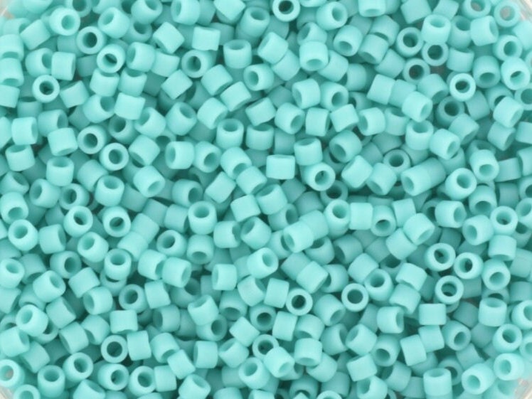 Miyuki Delica beads opaque matte sea opal, 5g 11/0 DB1586, cylindrical beads, matte turquoise green Miyuki beads, color DB 1586