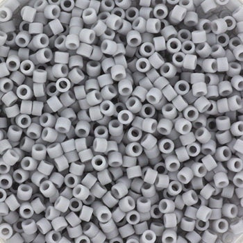 Miyuki Delica beads opaque matte ghost gray, 5g 11/0 DB1589, cylindrical beads, matte light gray Miyuki beads, color DB 1589