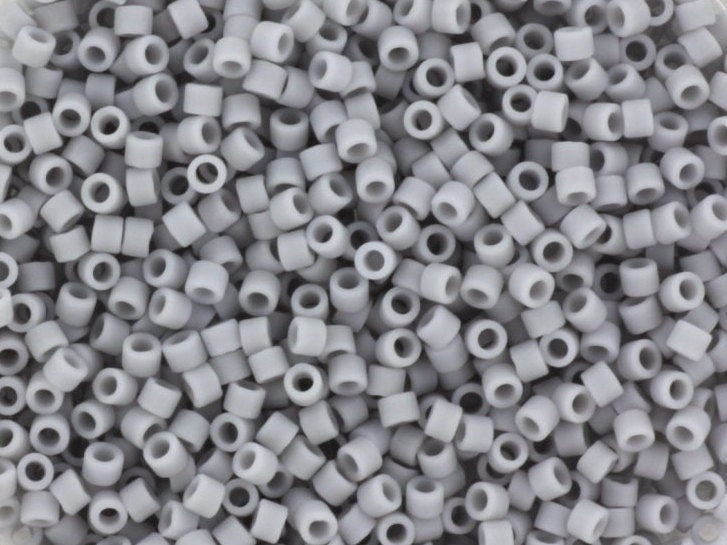 Miyuki Delica beads opaque matte ghost gray, 5g 11/0 DB1589, cylindrical beads, matte light gray Miyuki beads, color DB 1589