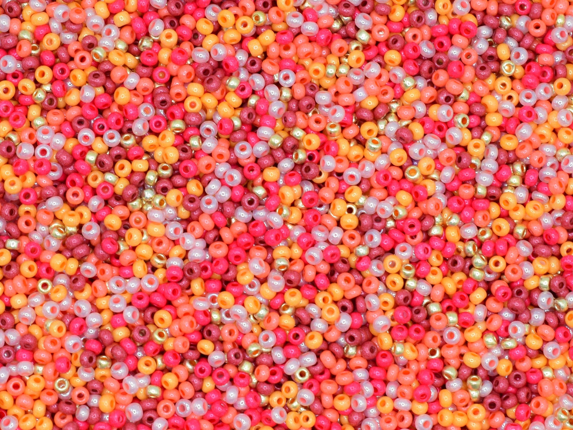 Preciosa Ornela red and orange bead mix 20g, size 10/0 colorful seed beads, Czech glass beads, bead soup, opaque beads, red orange and gold