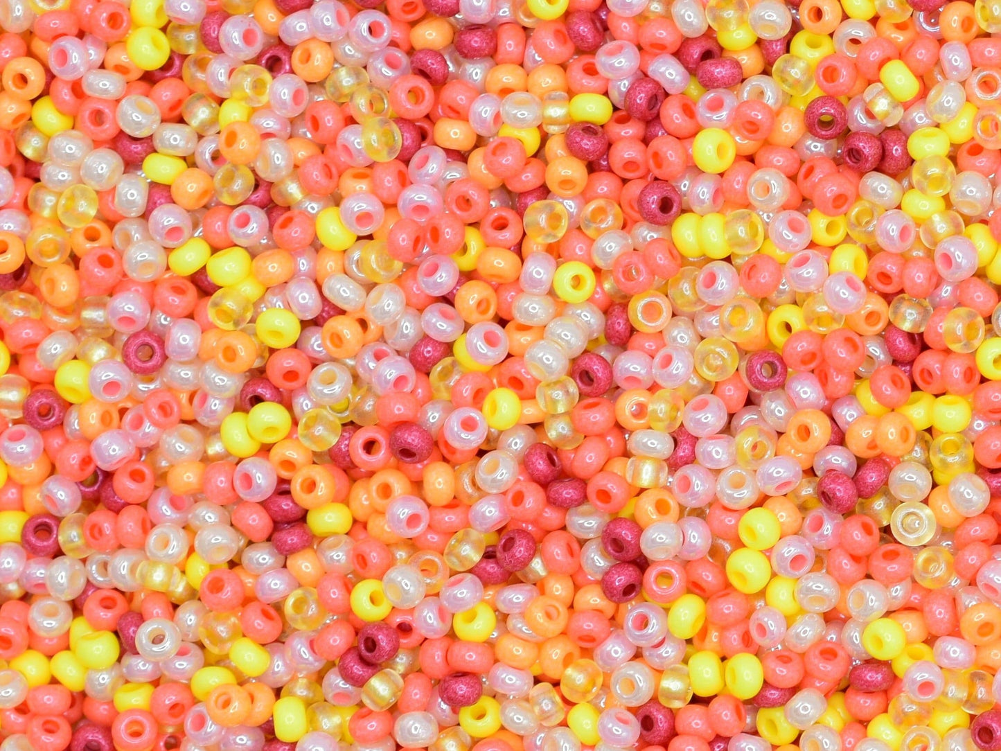 Preciosa Ornela red, orange and yellow bead mix 20g, size 10/0 seed beads, Czech glass beads, bead soup, red, orange, yellow and pink