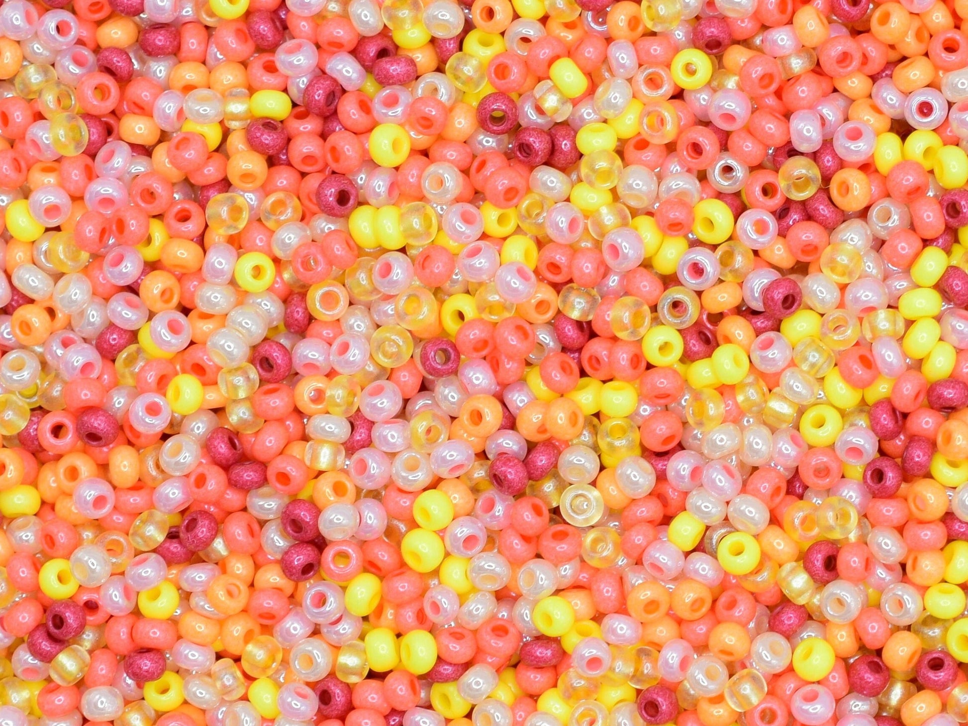 Preciosa Ornela red, orange and yellow bead mix 20g, size 10/0 seed beads, Czech glass beads, bead soup, red, orange, yellow and pink