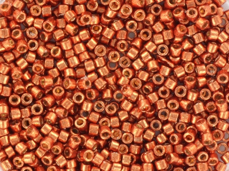 Miyuki Delica beads duracoat galvanized pink blush, 5g 11/0 DB 1837, Miyuki Delica copper, metallic orange, japanese beads, Seed beads