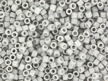 Miyuki Delica beads opaque light smoke, 5g 11/0 DB 1498, cylindrical beads, 1.6mm beads, light gray beads, Miyuki opaque pale gray DB1498