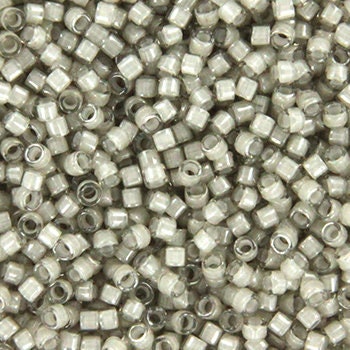 Miyuki Delica beads fancy lined moonstone, 5g 11/0 DB2391, cylindrical beads, transparent gray Miyuki DB 2391, color lined transparent